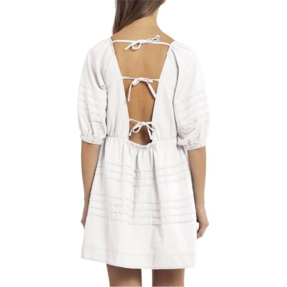 7 For All Mankind White Puff Sleeve Babydoll Dress Size L - Picture 2 of 11